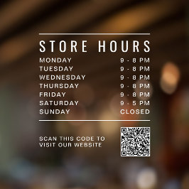 QR-code voor openingstijden winkel Raamsticker