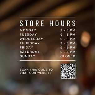 QR-code voor openingstijden winkel Raamsticker