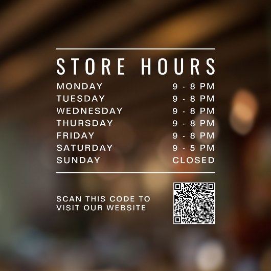 QR-code voor openingstijden winkel Raamsticker