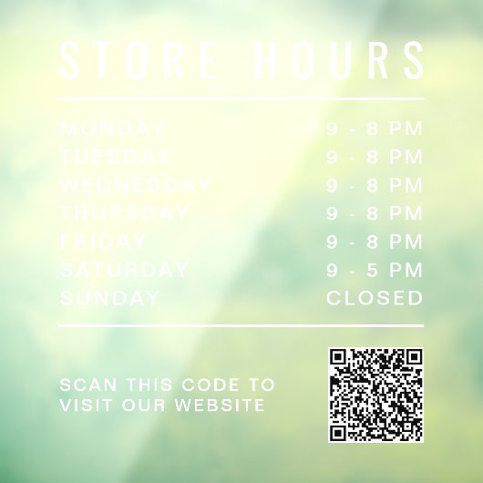 QR-code voor openingstijden winkel Raamsticker (Vel 3)