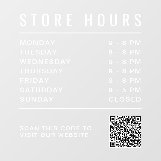 QR-code voor openingstijden winkel Raamsticker (Vel)