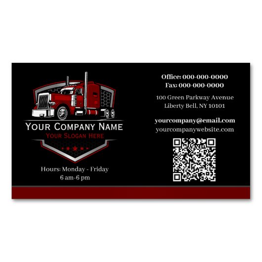 QR-code voor professioneel transportbedrijf Magnetisch Visitekaartje (Voorkant)