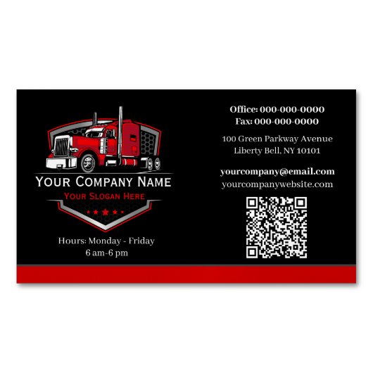 QR-code voor professioneel transportbedrijf Magnetisch Visitekaartje (Voorkant)
