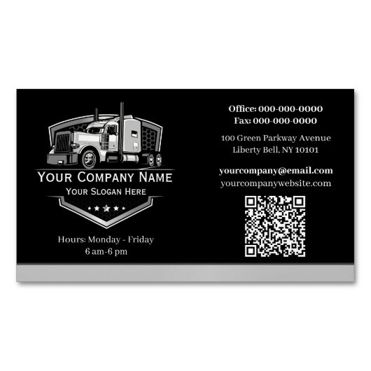 QR-code voor professioneel transportbedrijf Magnetisch Visitekaartje (Voorkant)