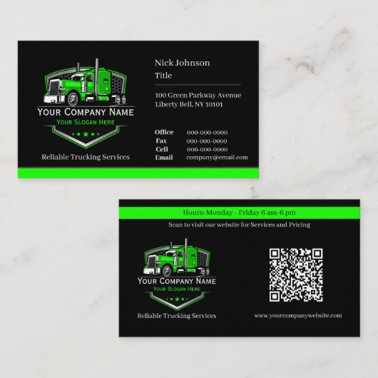 QR-code voor professioneel transportbedrijf Visitekaartje (Voorkant / Achterkant)