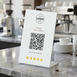 QR-code voor recensies van koffiezaak Reclamebord Met Voetstuk