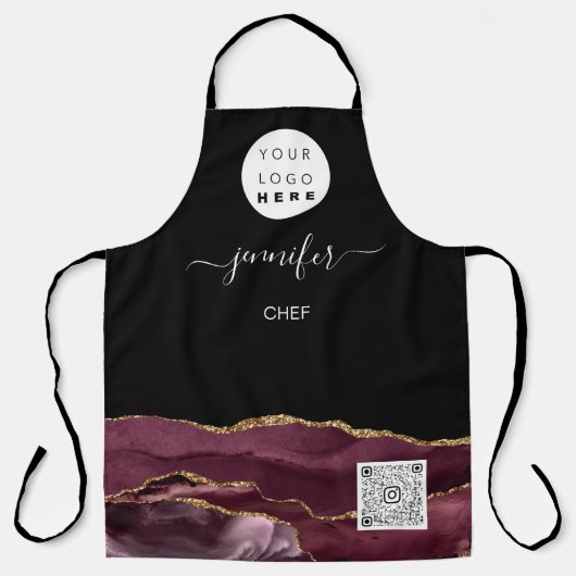 QR-code voor restaurantbakkerij-catering voor logo Schort (Voorkant)