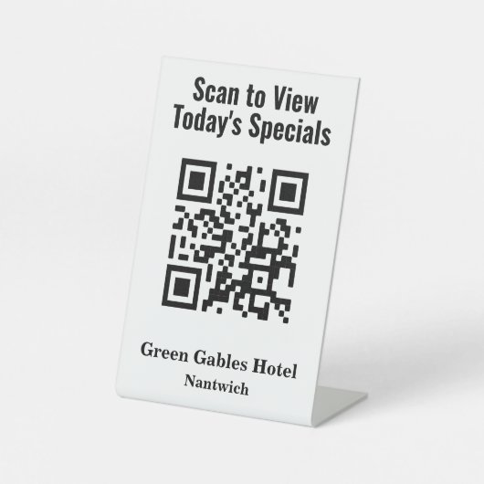 QR-code voor restaurantspecials Menu Pedestal Sign Reclamebord Met Voetstuk (Voorkant)