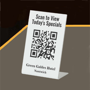 QR-code voor restaurantspecials Menu Pedestal Sign Reclamebord Met Voetstuk