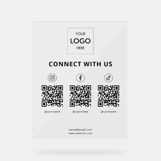 QR-code voor sociale media Acryl Bord (Voorkant)