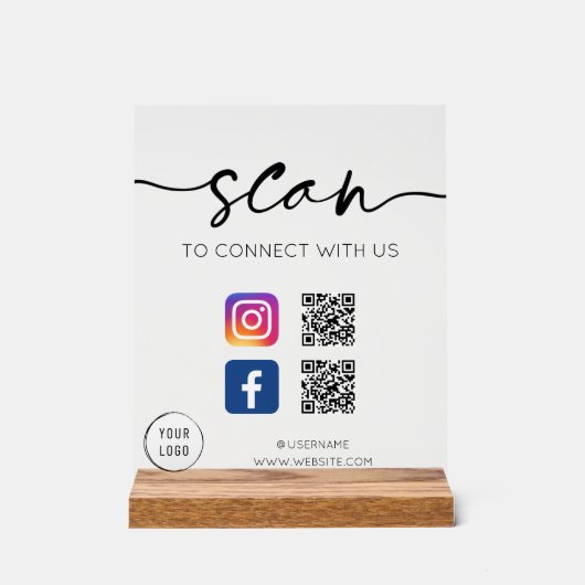 QR-code voor sociale media Acryl Bord (Voorkant)