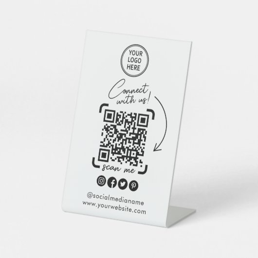 QR-code voor sociale media Reclamebord Met Voetstuk (Voorkant)