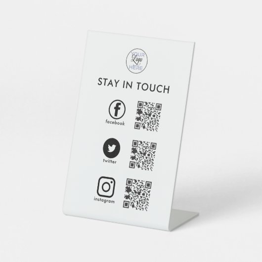 QR-code voor sociale media Reclamebord Met Voetstuk (Voorkant)