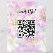 QR-code voor sociale media Roze waterverf bloem Flyer (Achterkant)