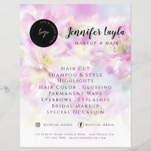 QR-code voor sociale media Roze waterverf bloem Flyer