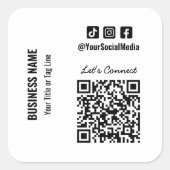 QR-code voor sociale media Vierkante Sticker (Voorkant)