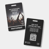 QR-code voor toegangspas conferentiedeelnemer aang Badge (Voor- en achterkant)
