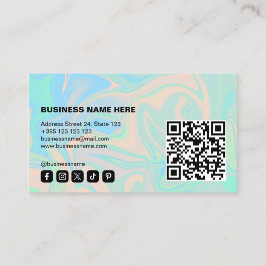 QR-code voor vloeibare holografische iriserende te Klantenkaartje (Achterkant)