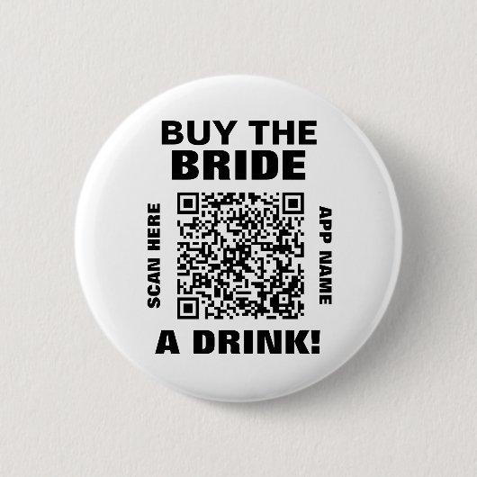 QR-code voor vrijgezellenfeest 'Koop de bruid een Ronde Button 5,7 Cm (Voorkant)