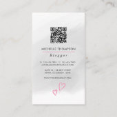 QR-code voor vrouwelijke blogger Visitekaartje (Achterkant)
