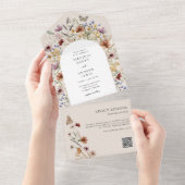 QR-code voor wilde bloem All In One Uitnodiging (Afscheurbaar)