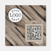 QR-code voor zakelijk rustiek hout Magneet (Voorkant)