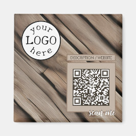 QR-code voor zakelijk rustiek hout Magneet