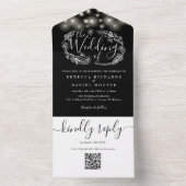 QR-code voor zwart en wit strijkkoord All In One Uitnodiging (Binnen)