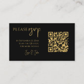 QR-code voor zwarte en goudmarmer voor bruiloften  Informatiekaartje (Voorkant)
