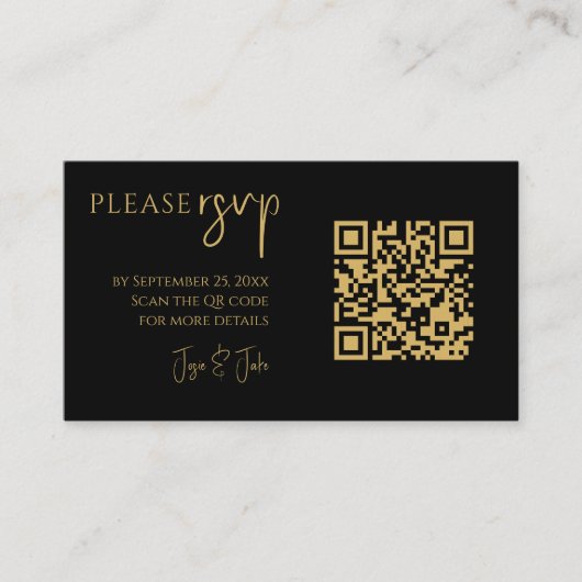 QR-code voor zwarte en goudmarmer voor bruiloften  Informatiekaartje (Voorkant)