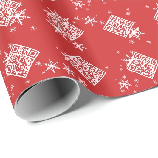QR-code Vroege kerstgeek Cadeaupapier (Rol Hoek)