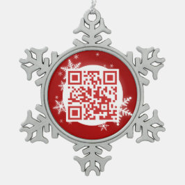 QR-code Vrolijk kerstfeest Funny Geek-versiering Tin Sneeuwvlok Ornament