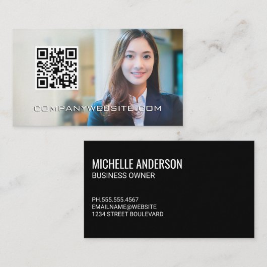 QR-code | Vrouw voor bedrijven Visitekaartje (Voorkant / Achterkant)