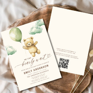QR-code wacht nauwelijks op groen Baby shower Kaart