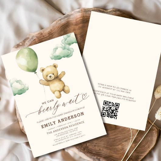 QR-code wacht nauwelijks op groen Baby shower Kaart
