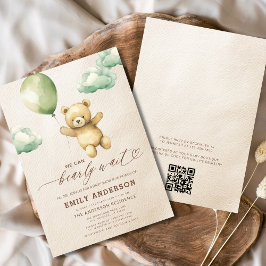 QR-code wacht nauwelijks op groen Baby shower Kaart