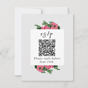 QR-code Watercolor Anemone Trouw-RSVP RSVP Kaartje