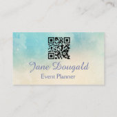 QR Code Watercolor Pastel Blues Pink  Custom  Visitekaartje (Achterkant)