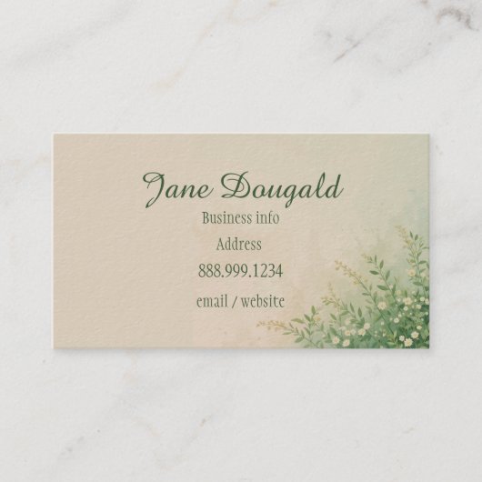 QR Code Watercolor Pastel Botanical Greenery Visitekaartje (Voorkant)