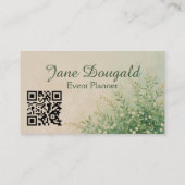 QR Code Watercolor Pastel Botanical Greenery Visitekaartje (Achterkant)