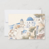 QR Code Watercolor Santorini Bestemming huwelijk RSVP Kaartje (Achterkant)