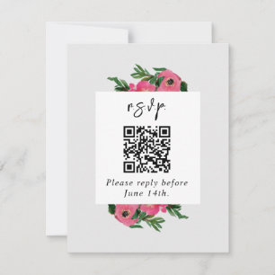 QR Code Waterverf Anemone Wedding RSVP