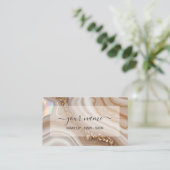 Qr Code waterverf Beige neutrale luxe Visitekaartje (Staand voorkant)
