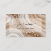 Qr Code waterverf Beige neutrale luxe Visitekaartje (Voorkant)