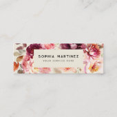 QR Code Waterverf Bloemendecor Burgundy Herfst Mini Visitekaartje (Voorkant)