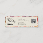 QR Code Waterverf Bloemendecor Burgundy Herfst Mini Visitekaartje (Achterkant)