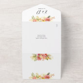 QR Code Waterverf Bloemharten Script Bruiloft All In One Uitnodiging (Buitenkant)