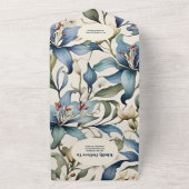 QR Code Waterverf Bloemig Huwelijk William Morris All In One Uitnodiging (Buitenkant)