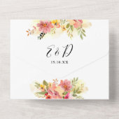 QR Code Waterverf Bloemrijke Script Bruiloft All In One Uitnodiging (Achterkant)
