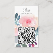 QR Code Waterverf Blush Pink Floral Website RSVP Informatiekaartje (Voorkant)